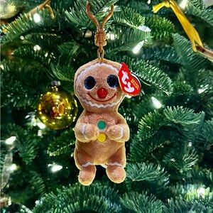 Ty beanie bellies 4.5” Cookie the gingerbread plastic key clip